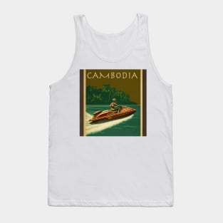 Cambodia Jet Ski Vintage Travel Art Poster Tank Top